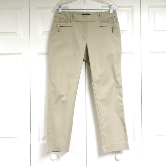 WHBM Perfect Form Ankle Pants Beige Solid Size 8R - Picture 2 of 7